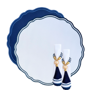 Conjunto Marine (cor: Branco & Marinho)+ Porta-guardanapo Murano Tassel (cor: Marinho) 2