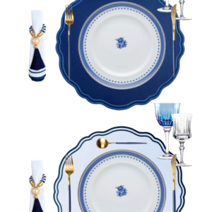 Conjunto Marine (cor: Branco & Marinho)+ Porta-guardanapo Murano Tassel (cor: Marinho)