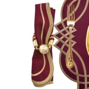 Guardanapo Linho Geométrico Bordo & Caramelo