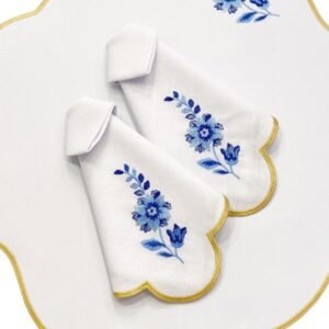 Guardanapo Linho Flowers Royal White